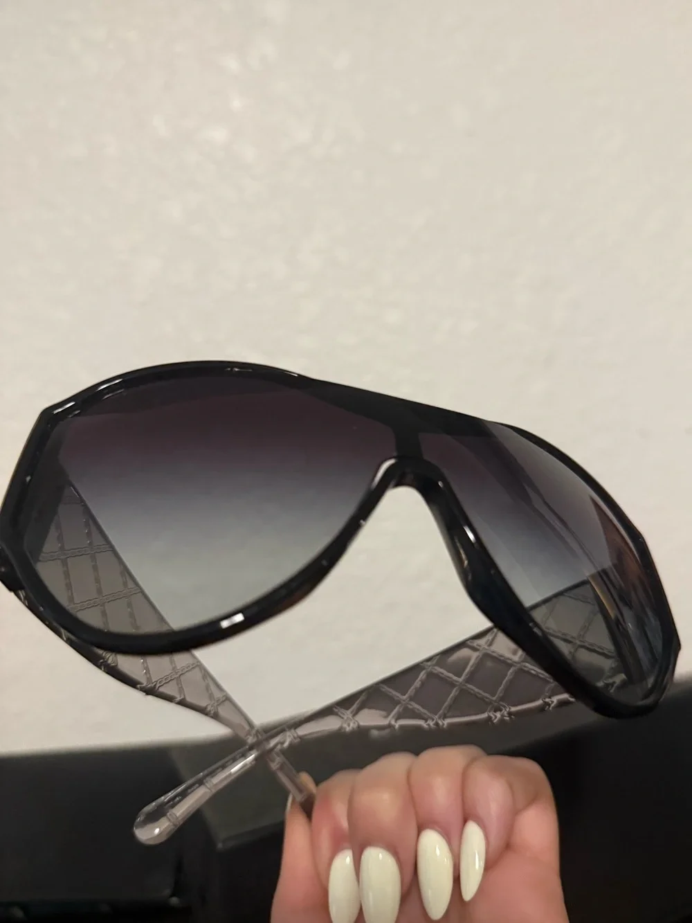 CHANEL Quilted Gray Gradient Frame Sunglasses
